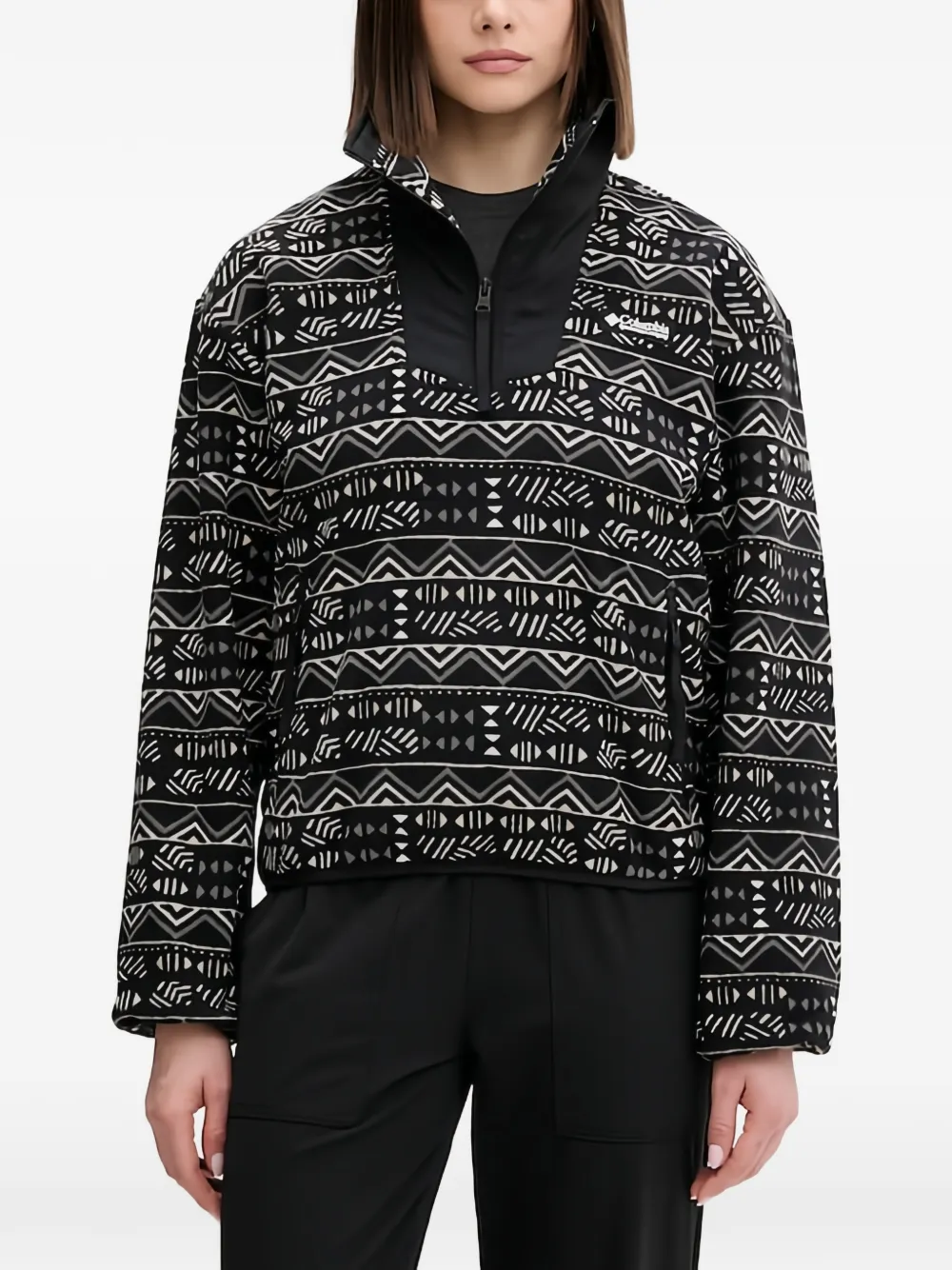 Columbia patterned zip-up top - Nero