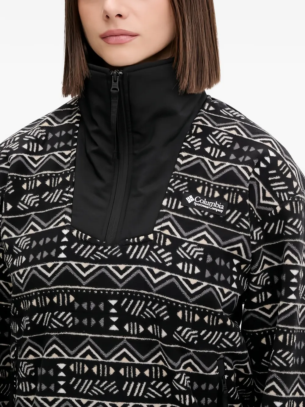 Columbia Top met patroon en rits Zwart