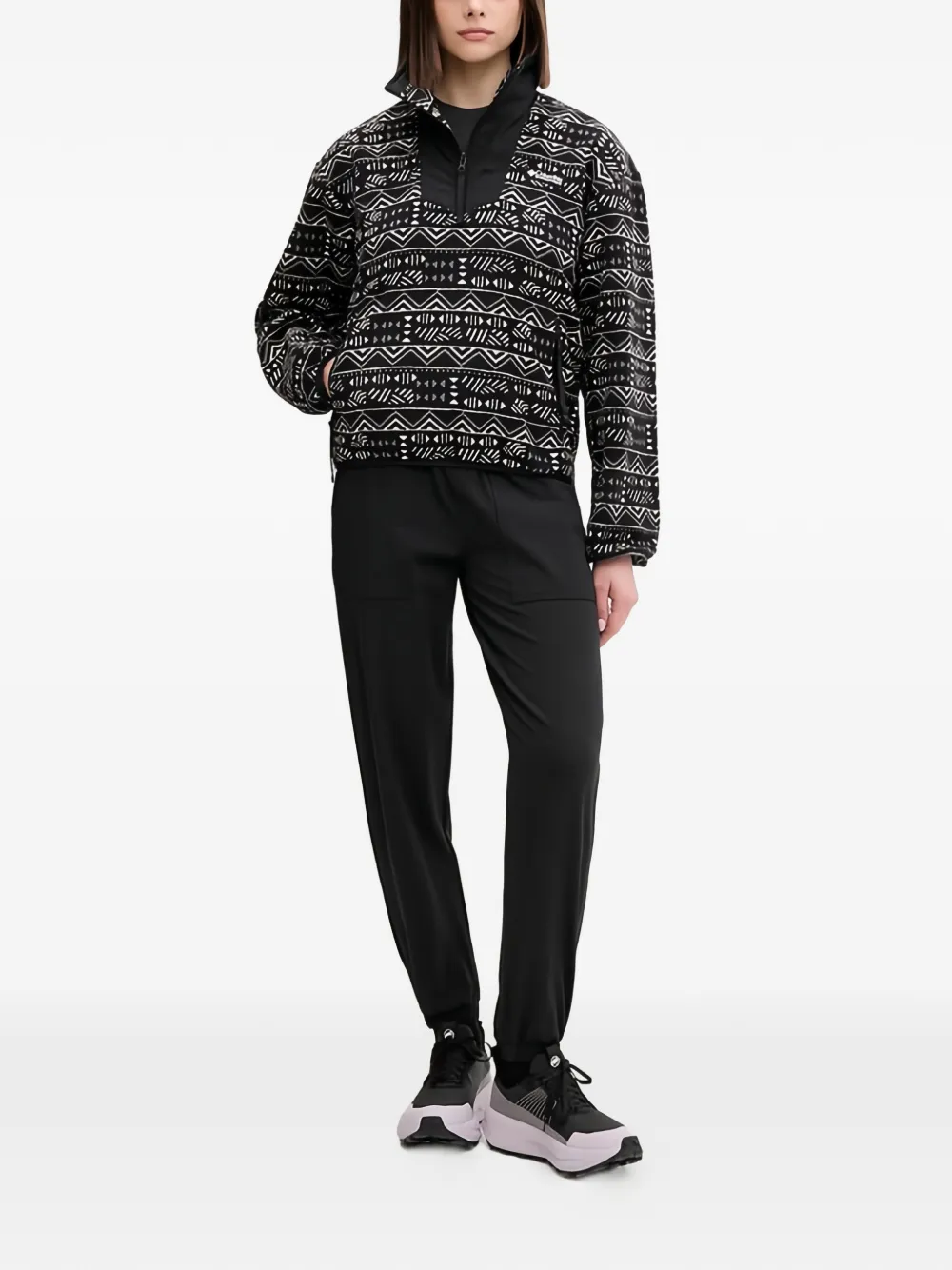 Columbia Top met patroon en rits Zwart