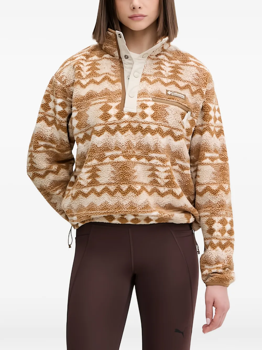 Columbia patterned button-up top - Marrone