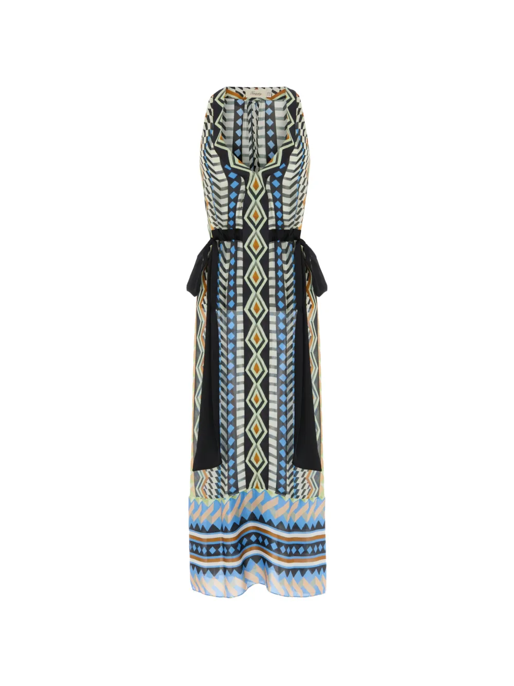 Temperley London geometric print V-neck dress - Nero