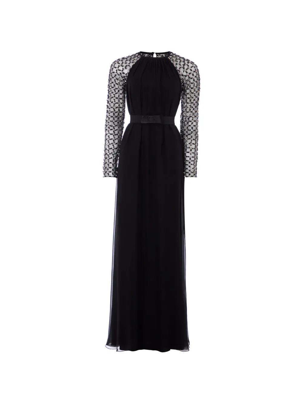 Temperley London Angelli lattice-sleeve maxi dress - Nero