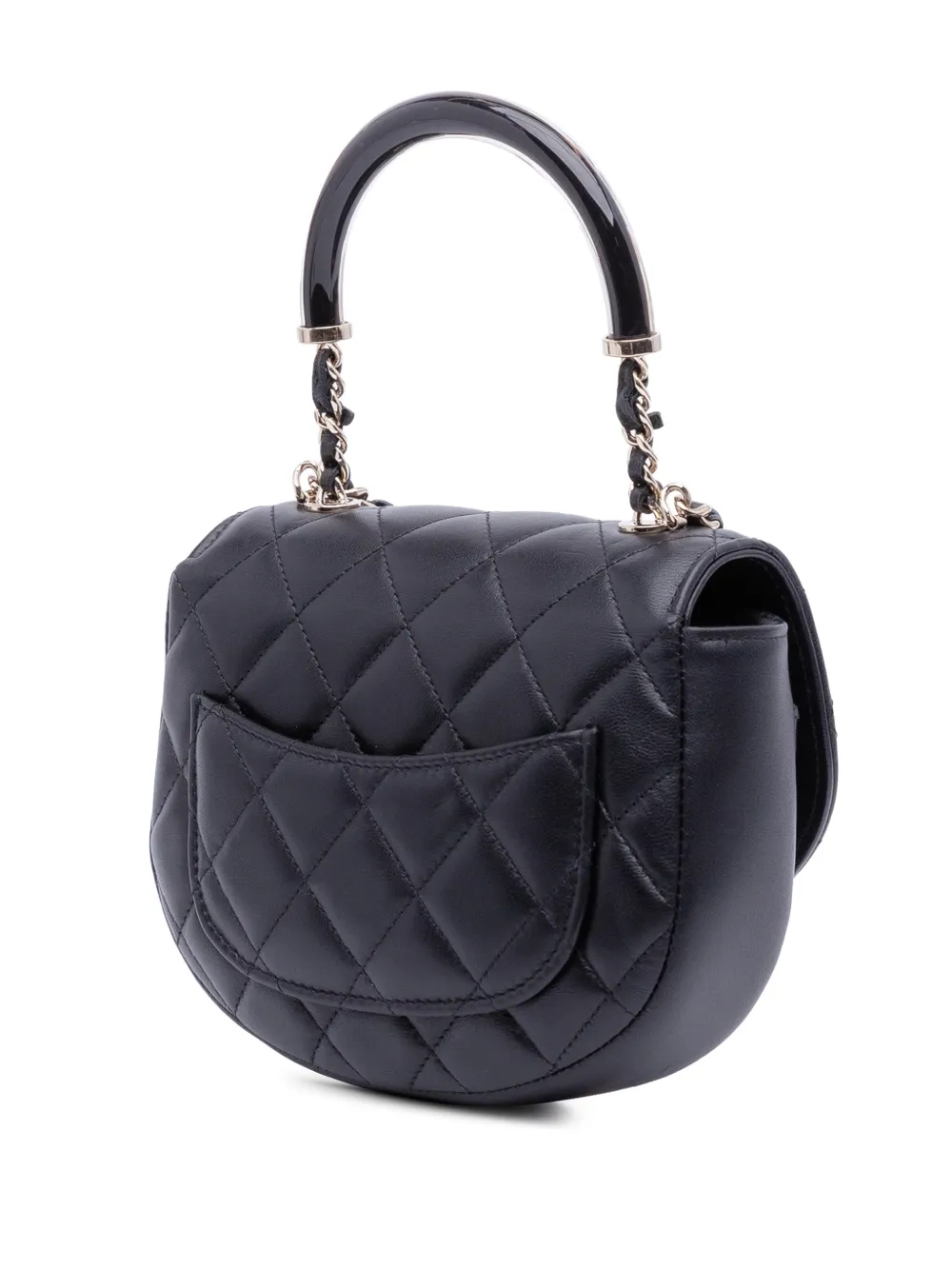  Chanel Pre-owned Sac à Bandoulière Half Moon En Cuir D'agneau Matelassé à Rabat Cc (2021-2025) - Noir 