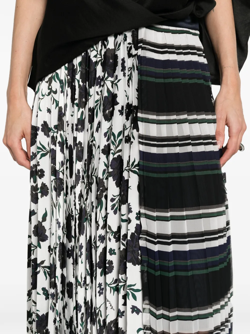 sacai Plooirok met print Blauw