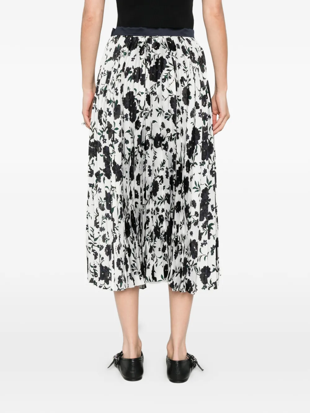 sacai Plooirok met print Blauw