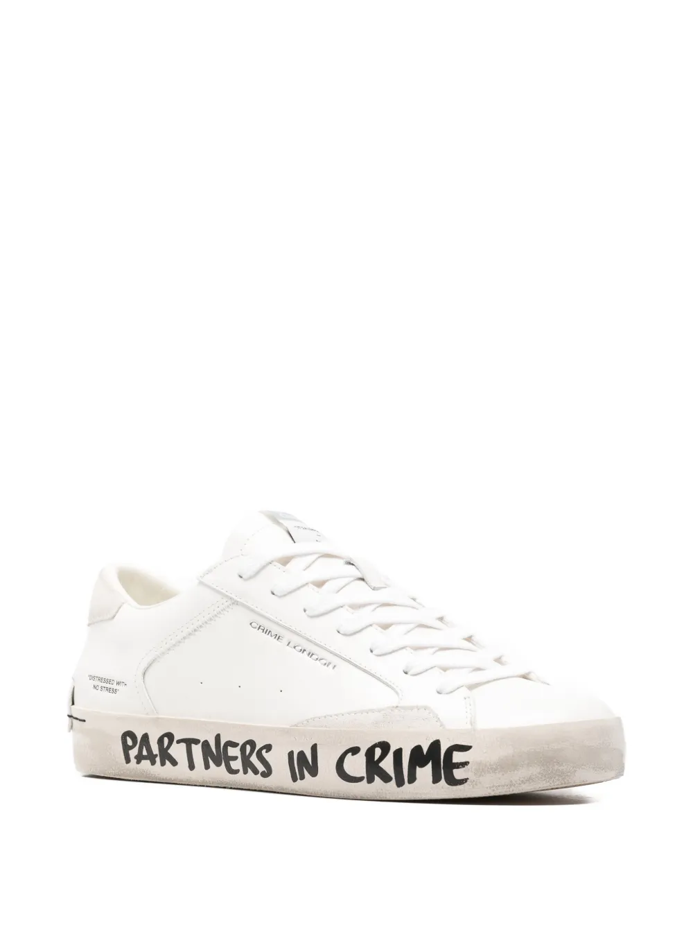 Crime London Distressed leather sneakers Wit