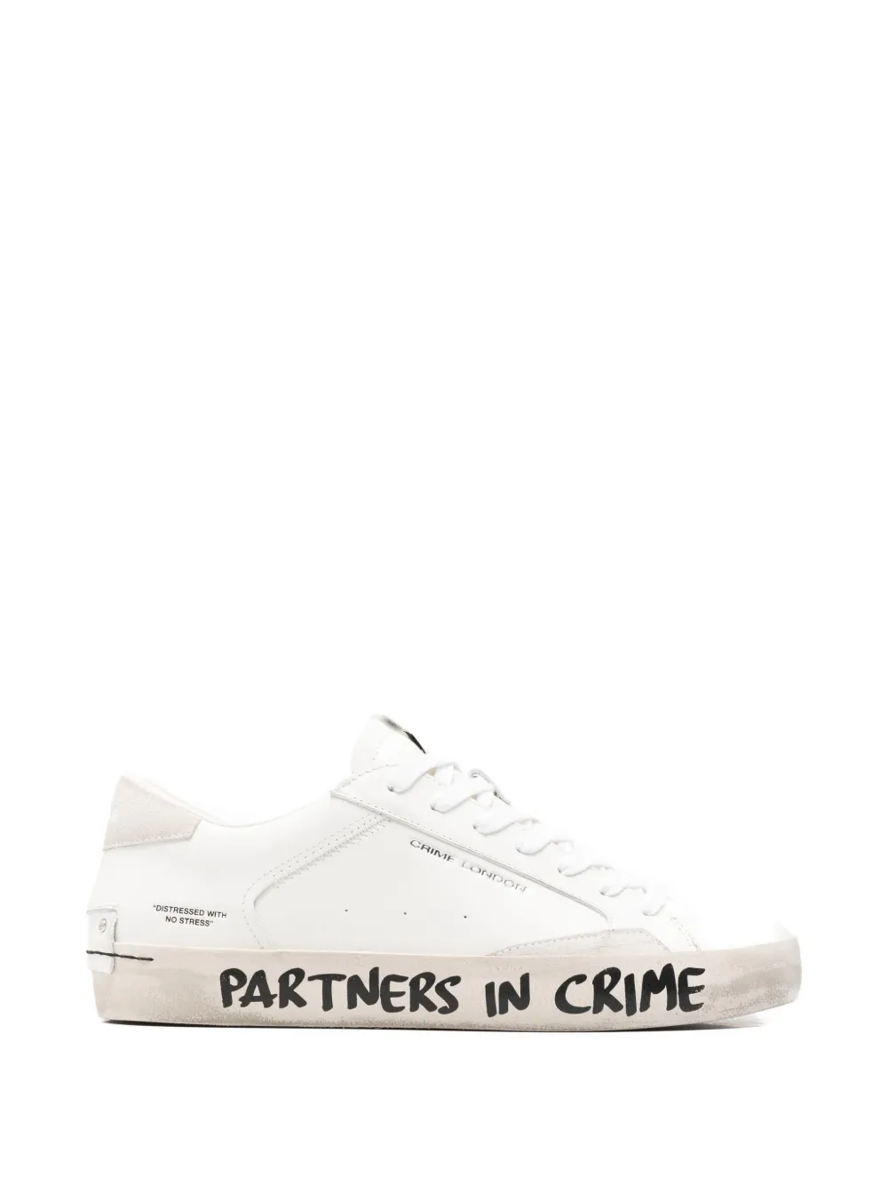 Crime London Distressed Leather Sneakers In White
