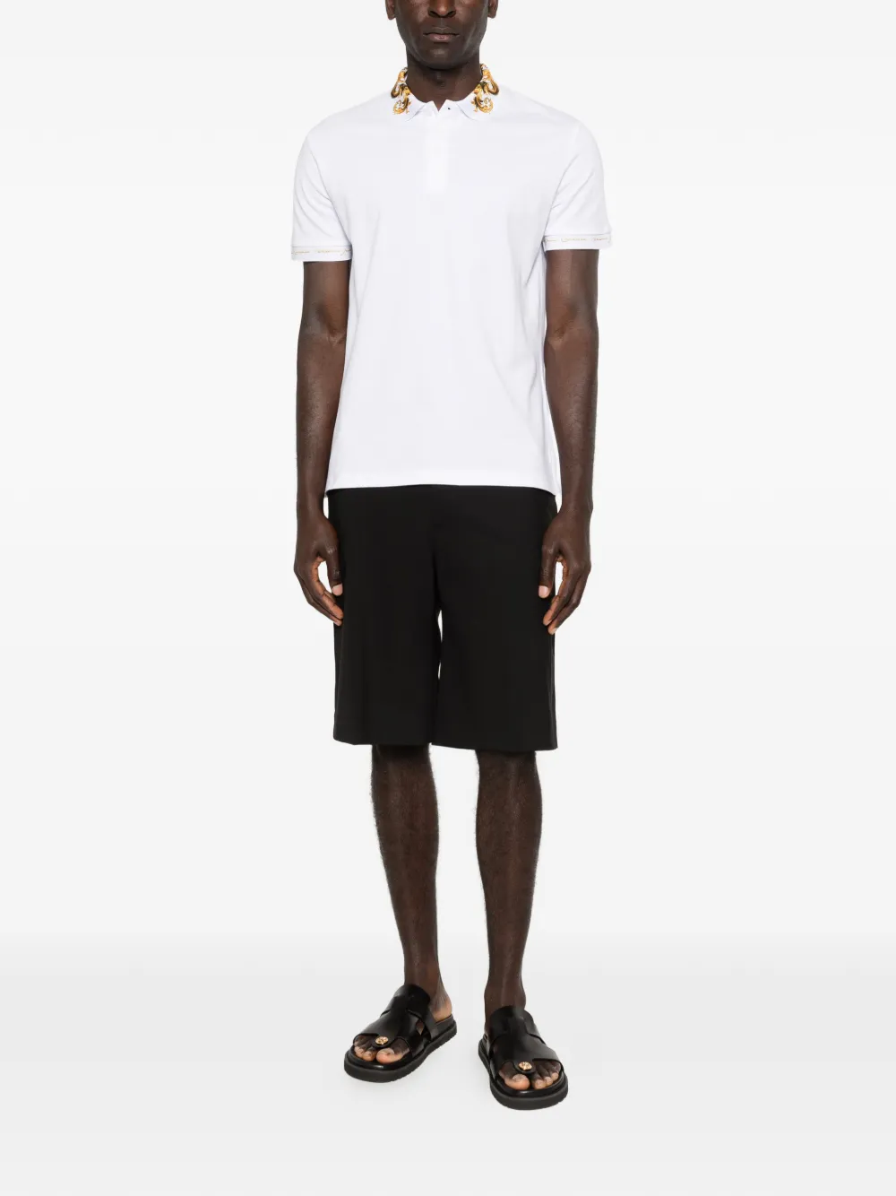 Versace Jeans Couture Poloshirt met barokprint en kraag Wit
