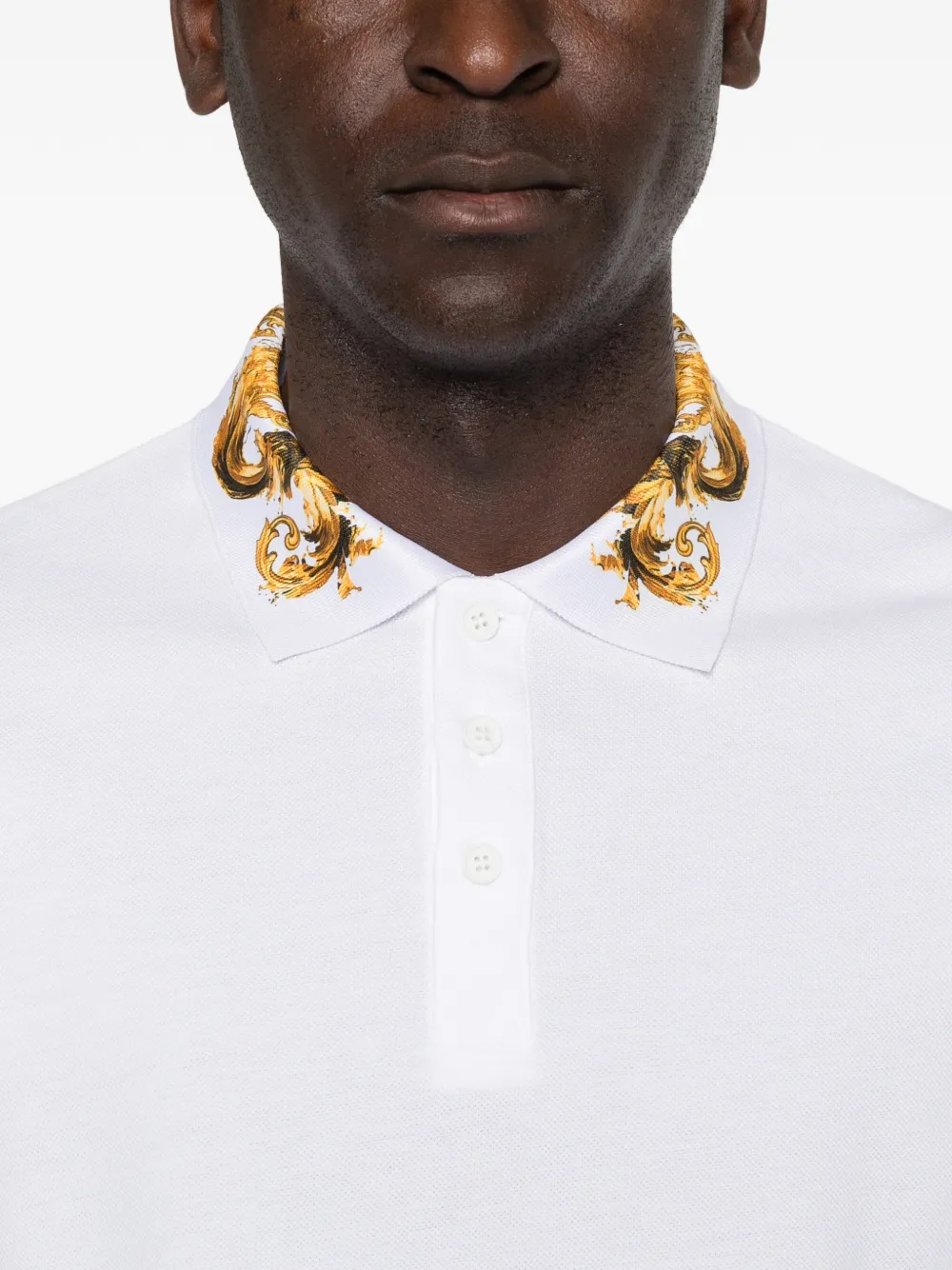 Versace Jeans Couture Poloshirt met barokprint en kraag Wit