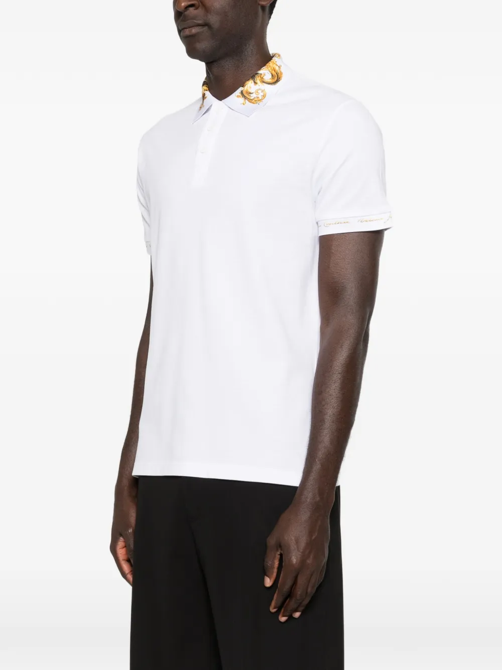 Versace Jeans Couture Poloshirt met barokprint en kraag Wit
