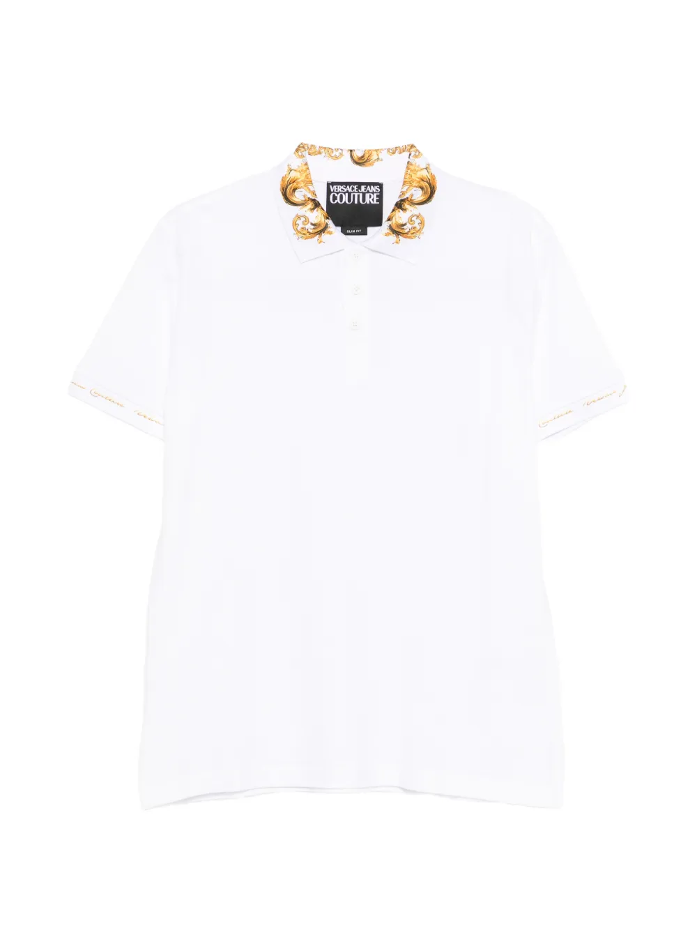 Versace Jeans Couture baroque-pattern-collar polo shirt - Bianco