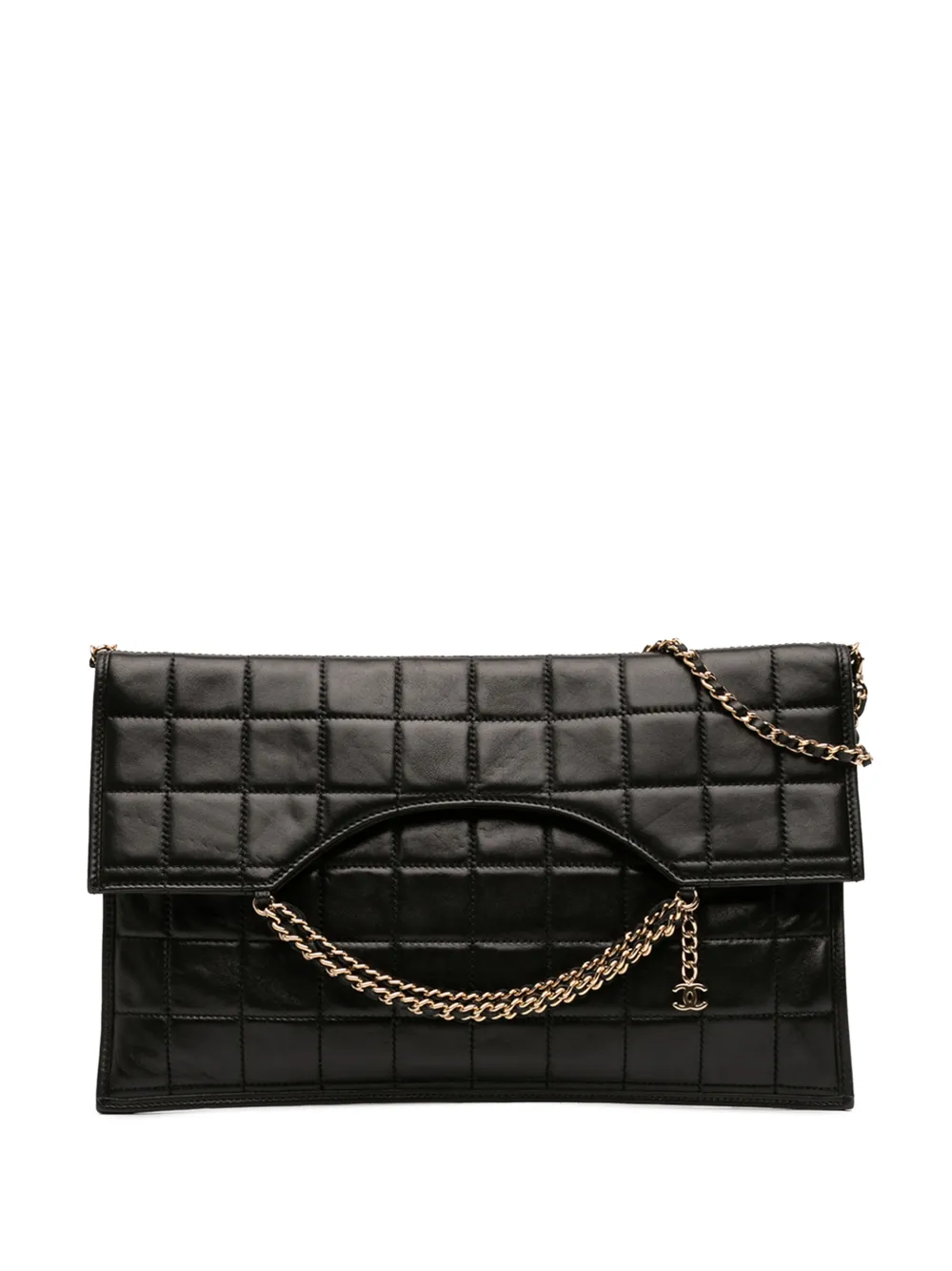 CHANEL Pre-Owned 2002-2003 CC Chocolate Bar Lambskin Fold Down Envelope shoulder bag - Nero