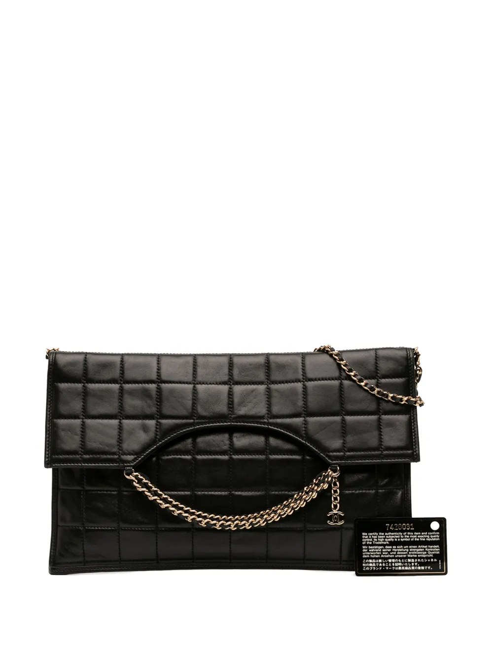 2002-2003 Cc Chocolate Bar Lambskin Fold Down Envelope Shoulder Bag