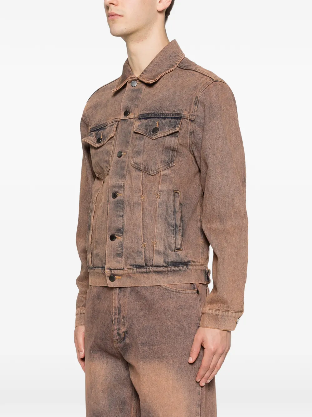 Daily Paper Bomi denim jack met zak Bruin