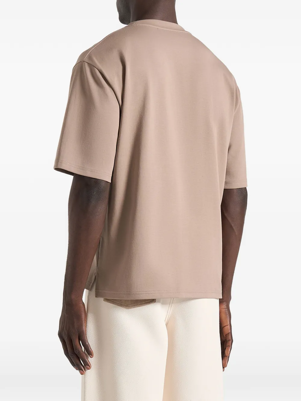 Manière De Voir TS008 katoenen T-shirt met bloemen Eiffel Beige