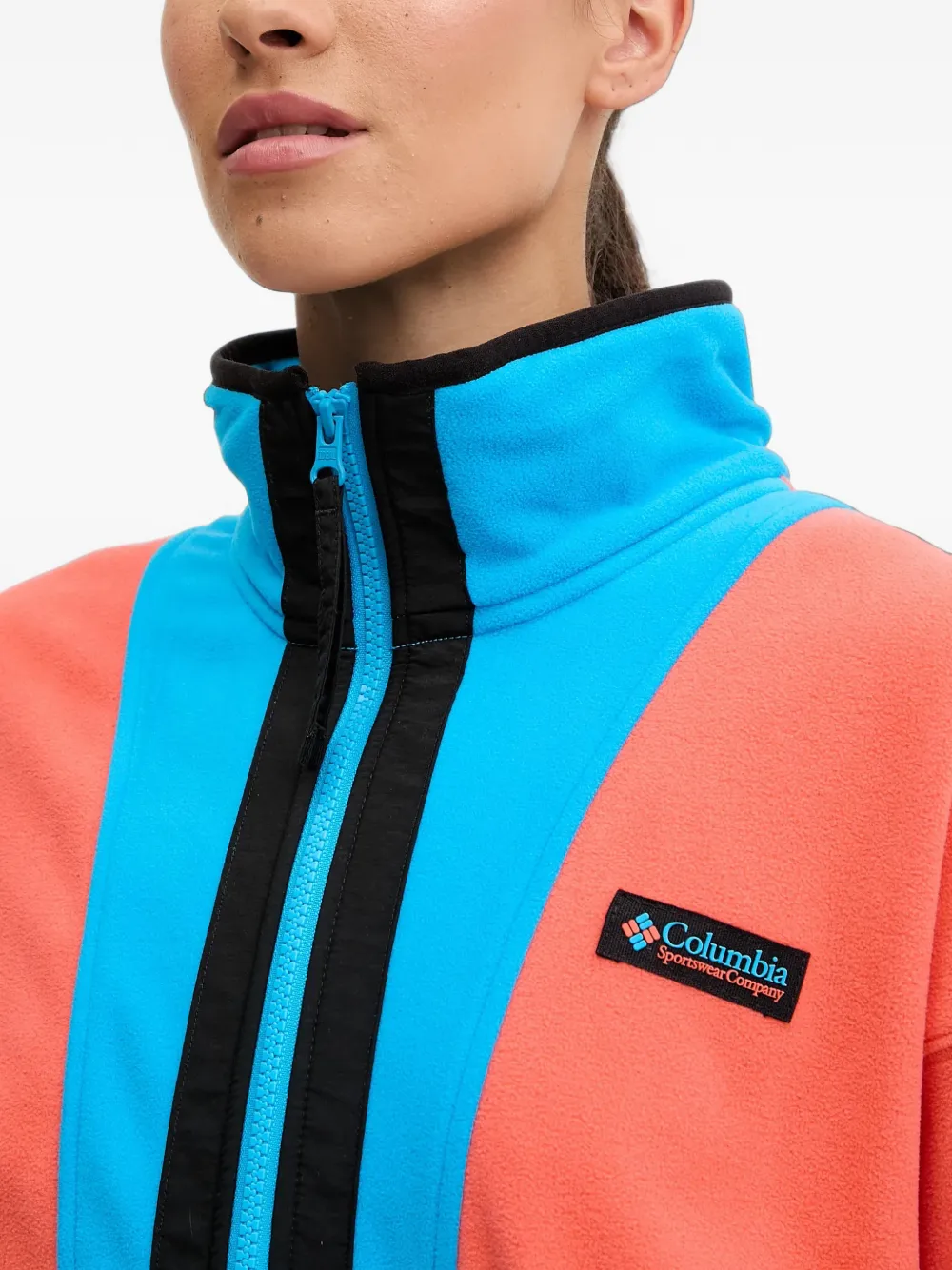 Columbia colour block zip sweatshirt Oranje
