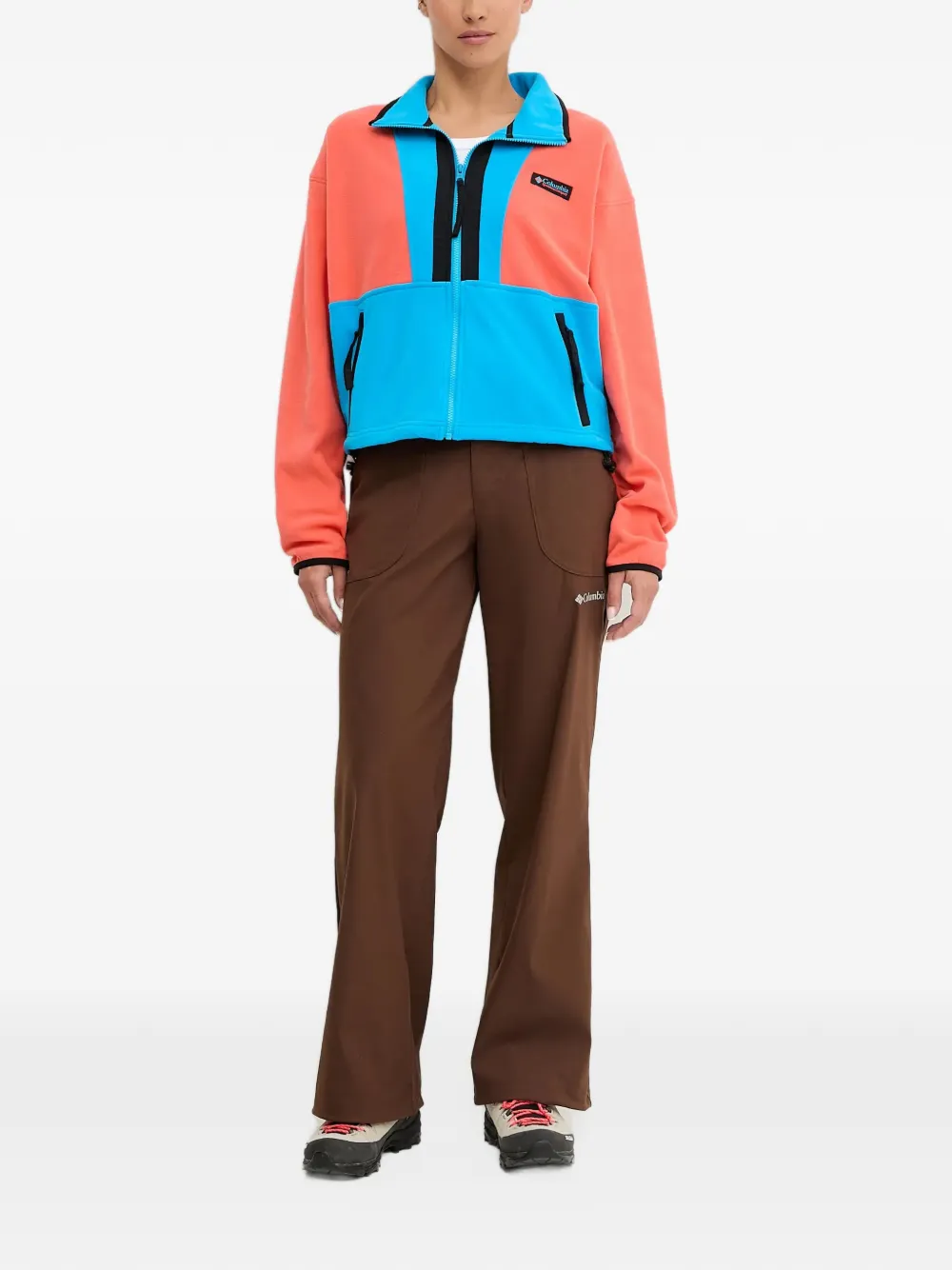 Columbia colour block zip sweatshirt Oranje