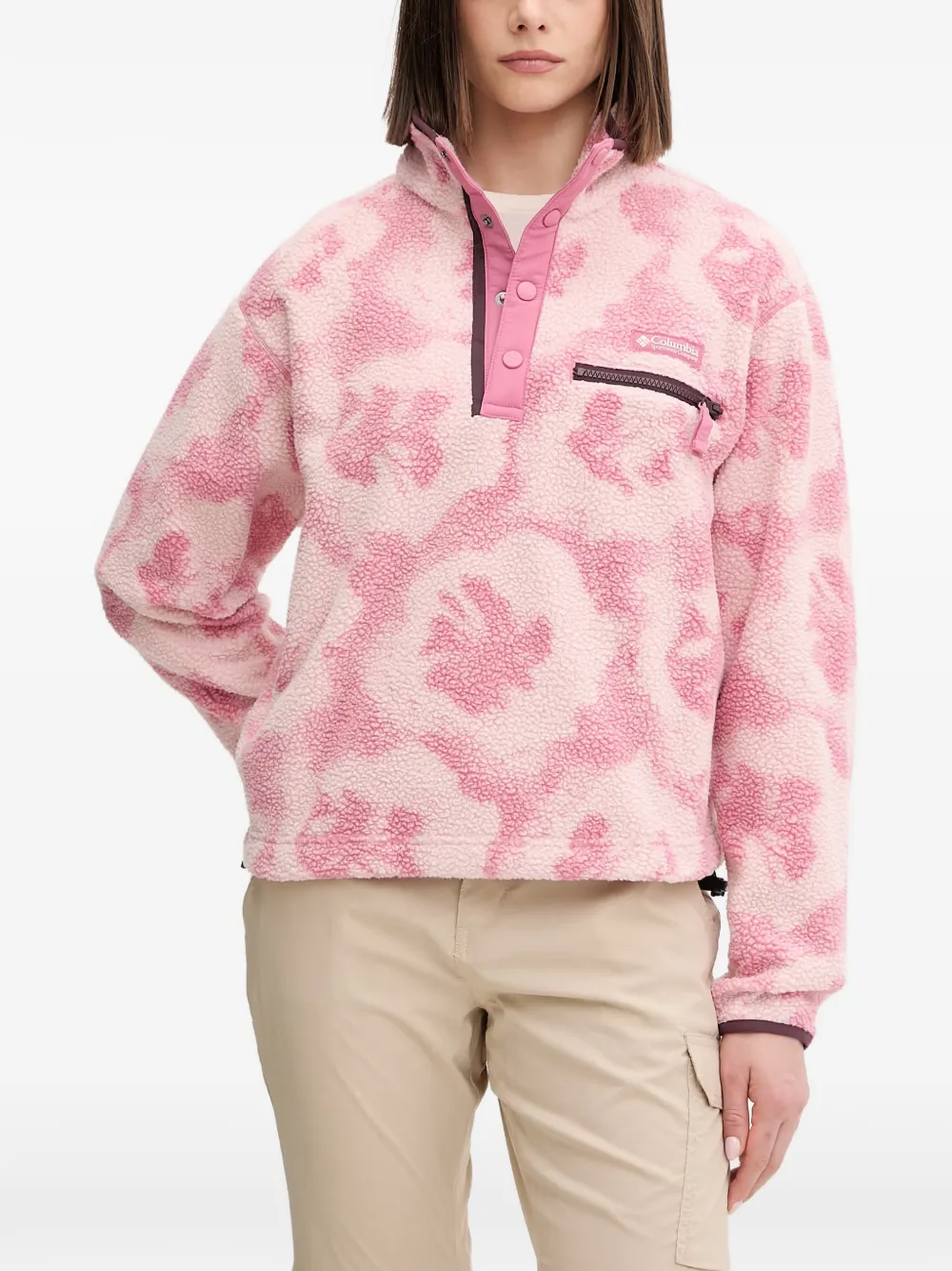 Columbia Flower-pattern Fleece Sweatshirt In Pink