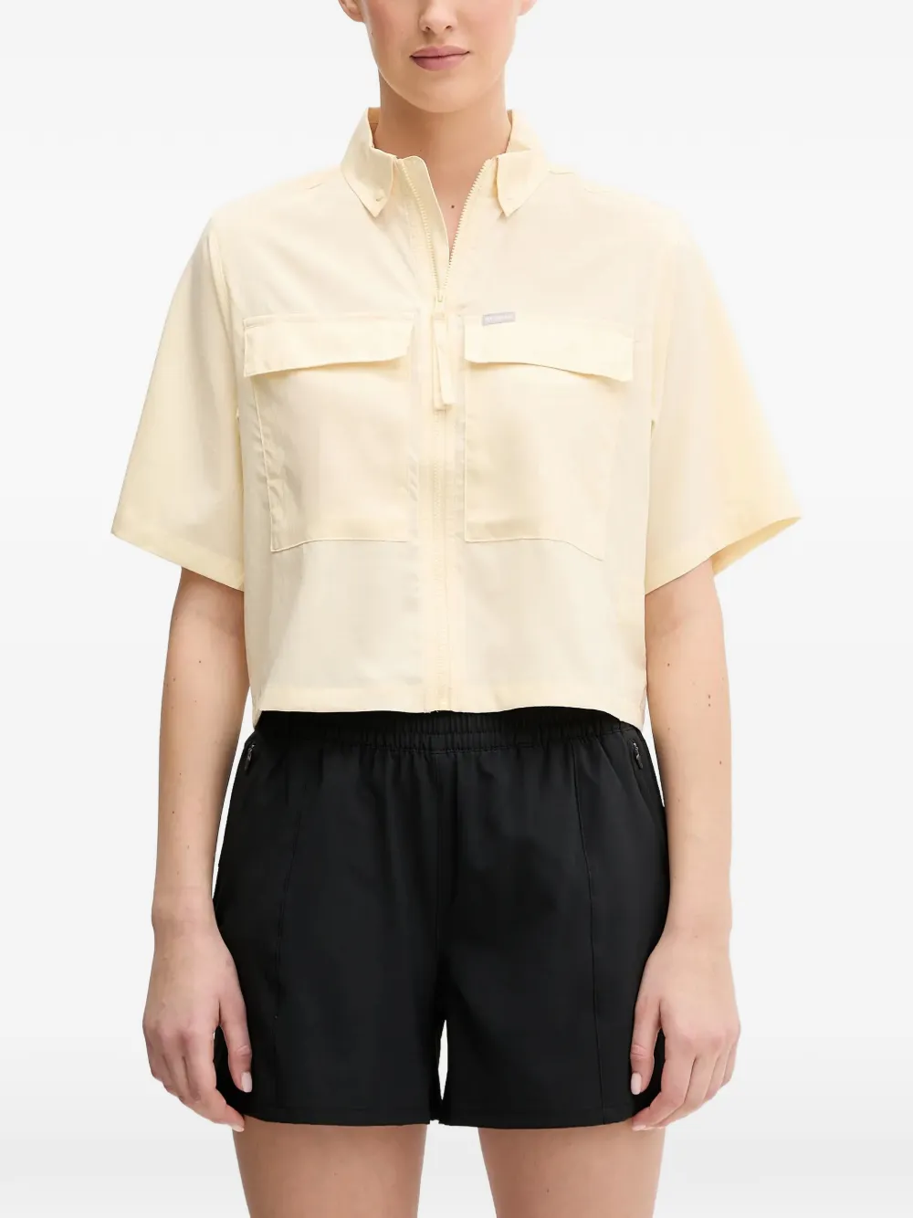 Columbia Chest-pocket Cropped Shirt In Yellow