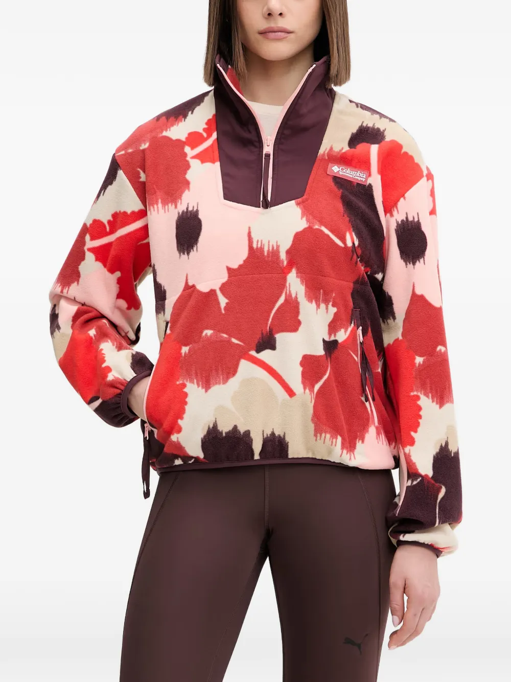 Columbia sweat zippé à fleurs - Rouge