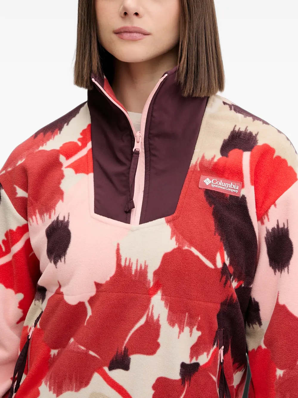 Columbia Sweater met bloemenprint en rits Rood