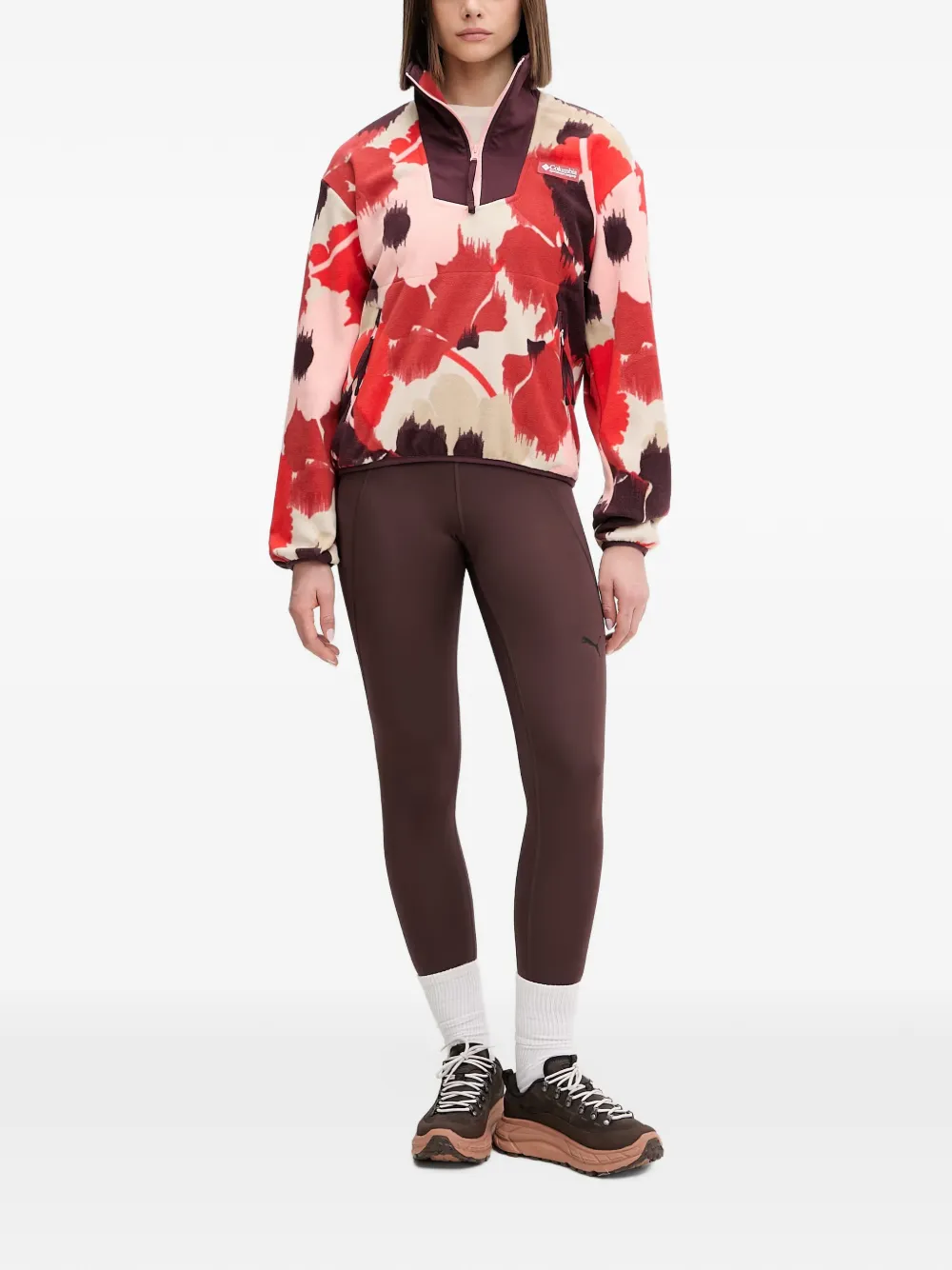 Columbia Sweater met bloemenprint en rits Rood