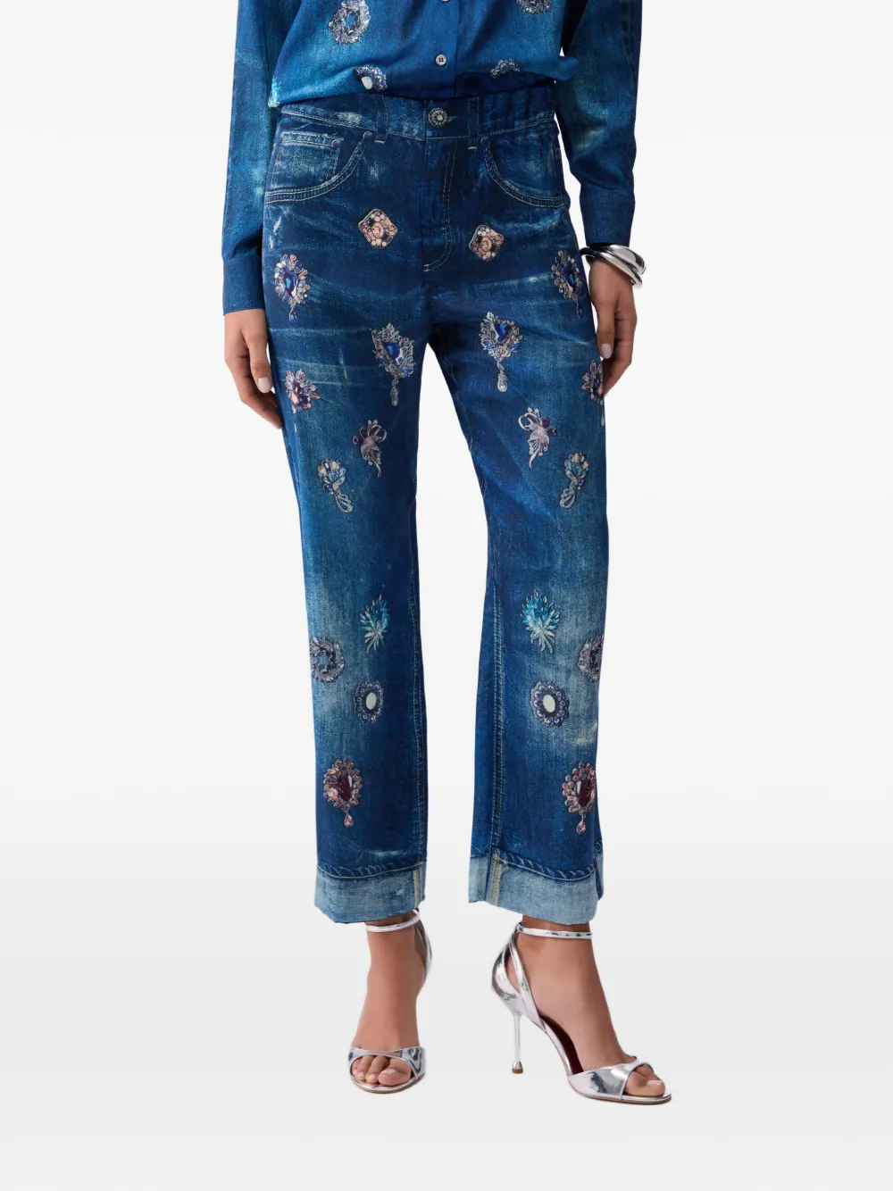 LIU JO Straight broek met digitale print Blauw