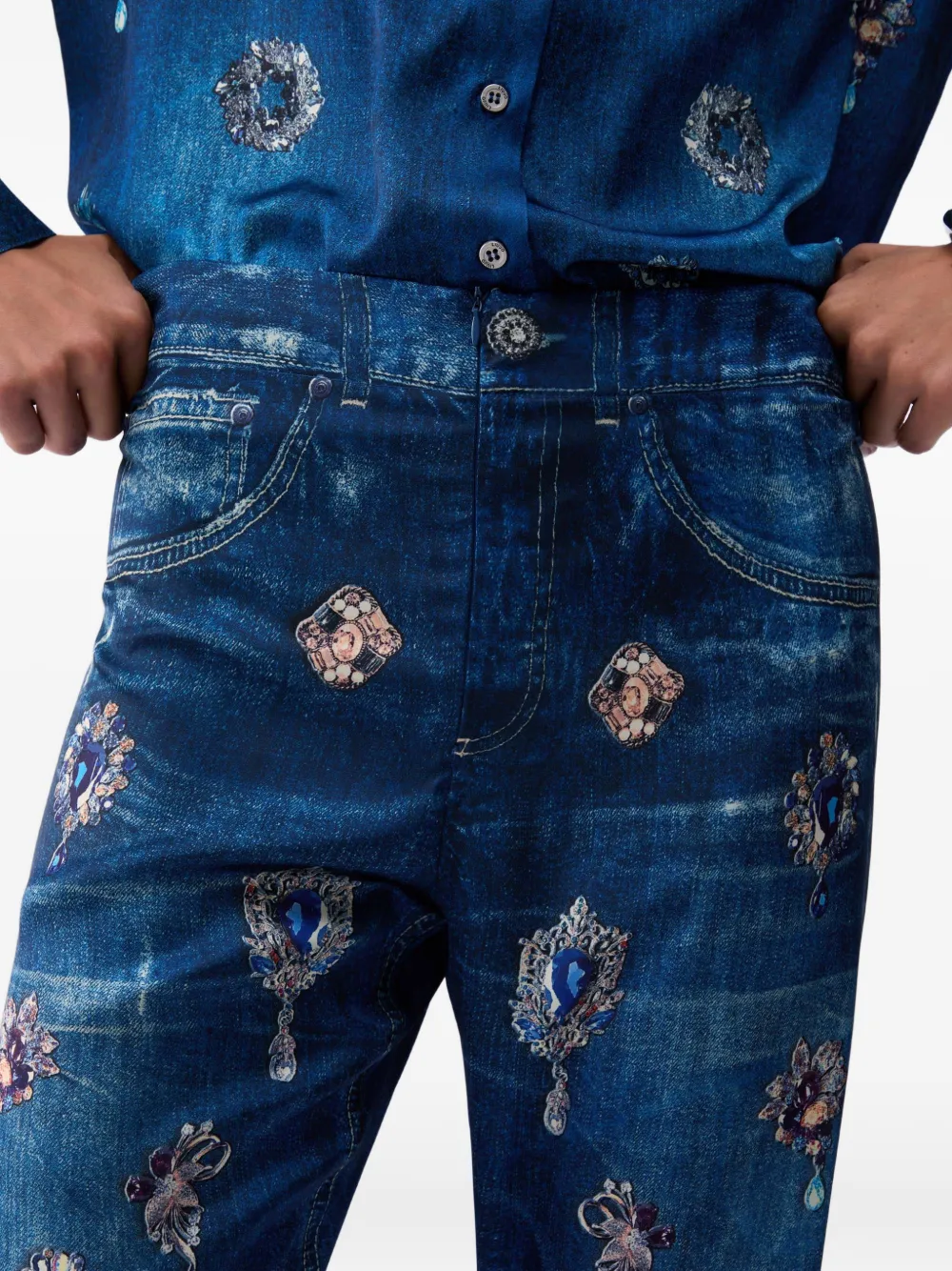 LIU JO Straight broek met digitale print Blauw