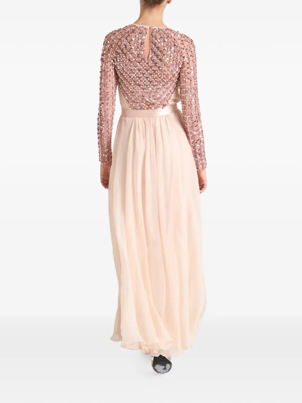 Temperley London Angelli Lattice maxi-jurk met pailletten Beige