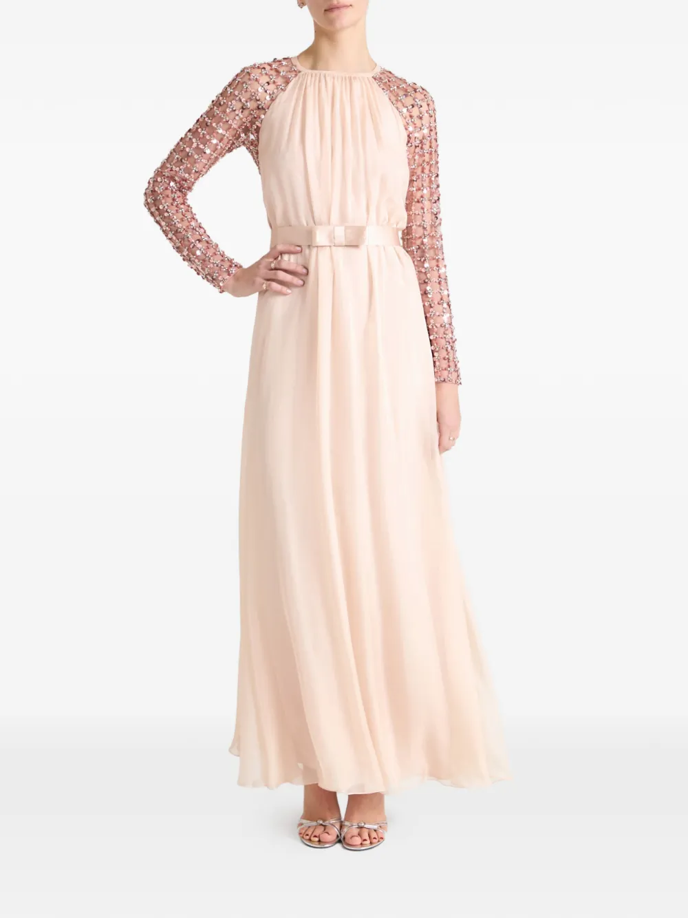 Temperley London Angelli Lattice maxi-jurk met pailletten Beige