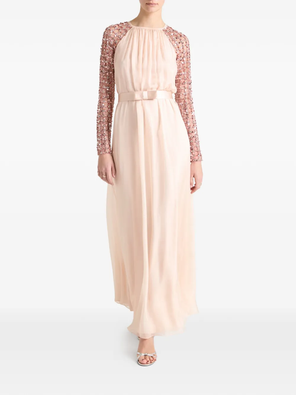 Temperley London Angelli Lattice maxi-jurk met pailletten Beige