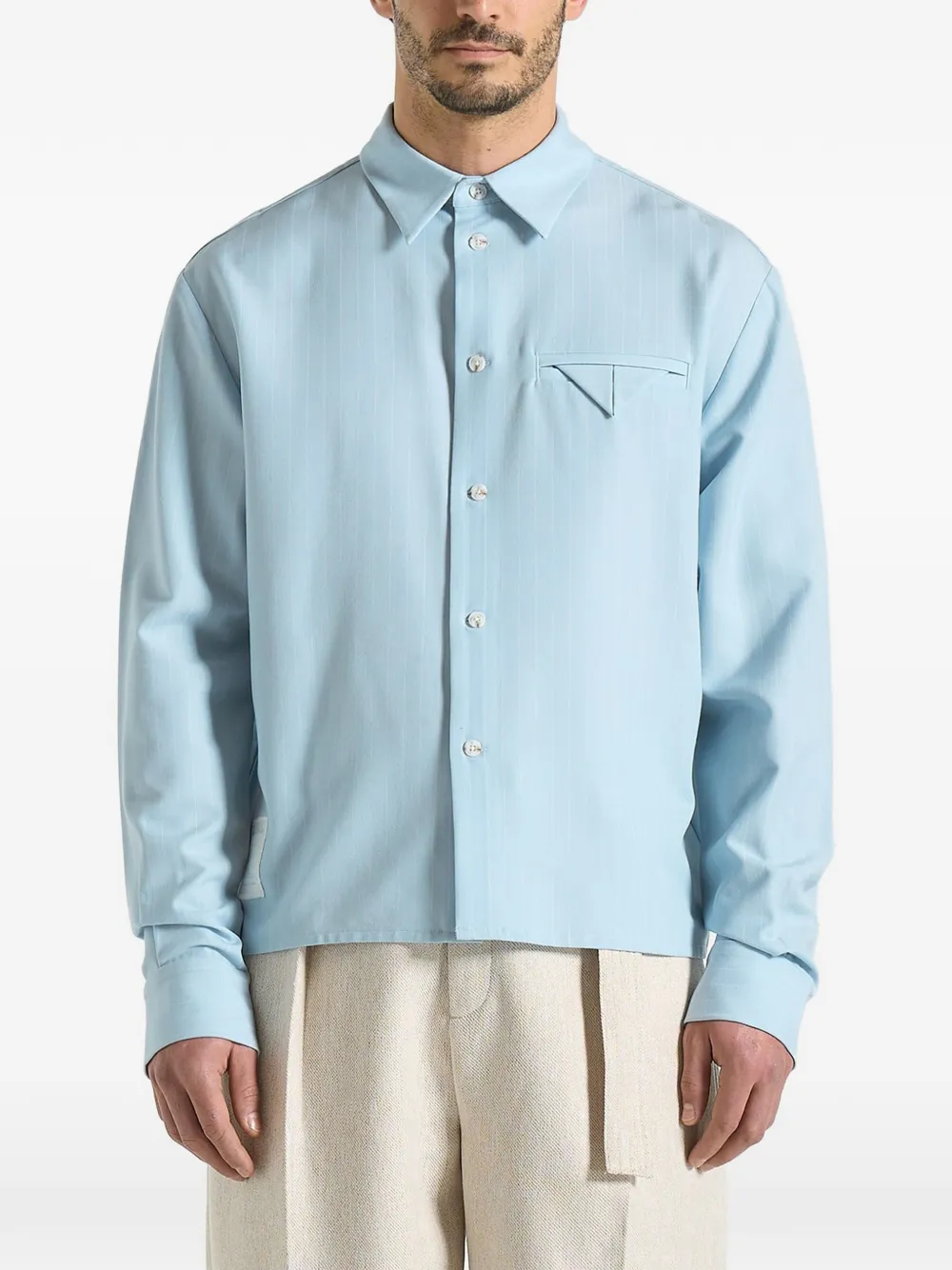 Manière De Voir Arlo krijtstreep cropped overhemd met lange mouwen Blauw