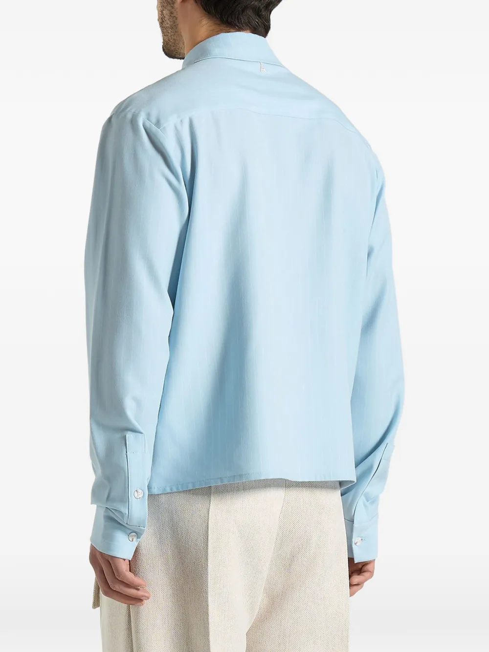 Manière De Voir Arlo krijtstreep cropped overhemd met lange mouwen Blauw