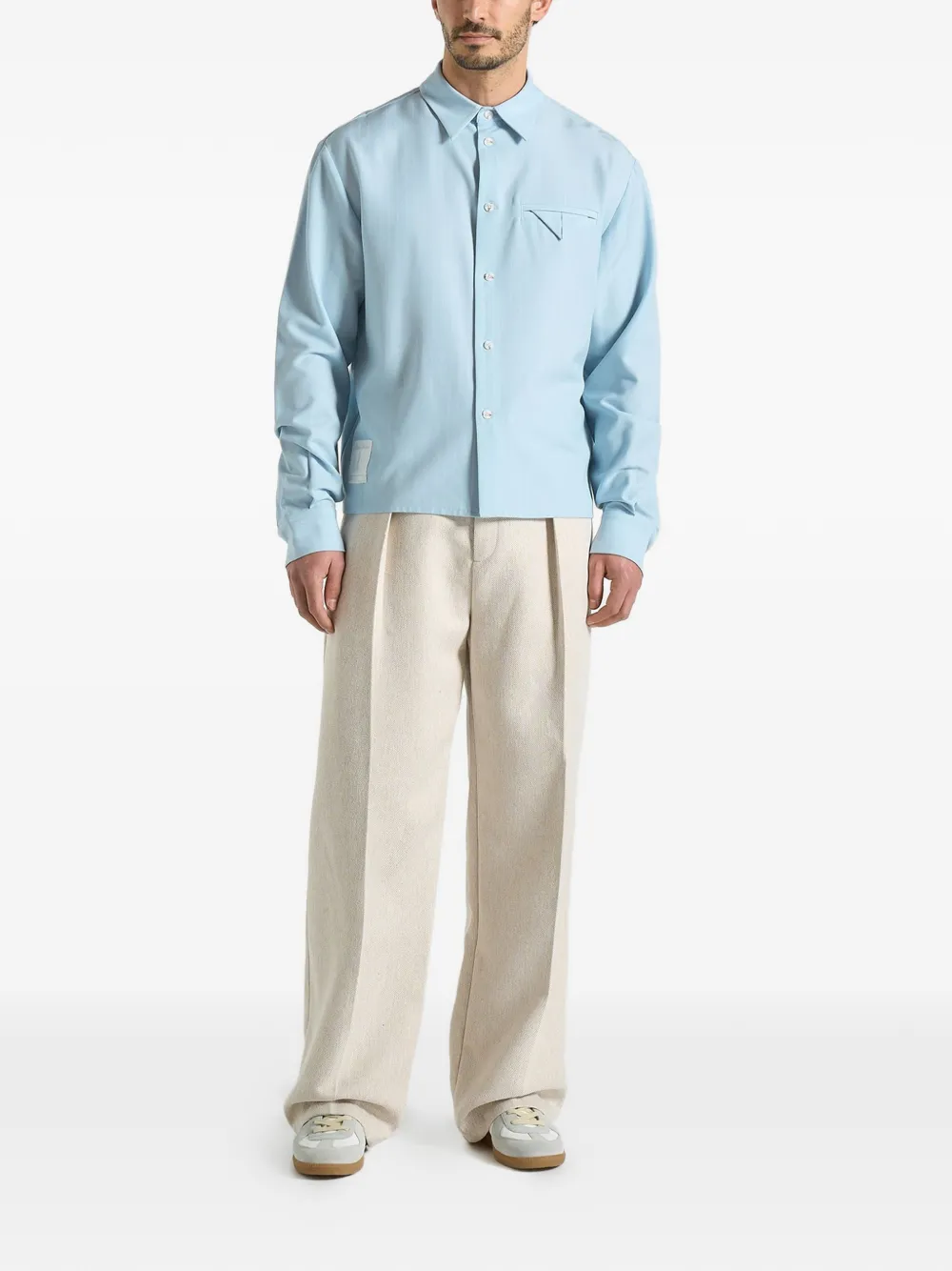Manière De Voir Arlo krijtstreep cropped overhemd met lange mouwen Blauw
