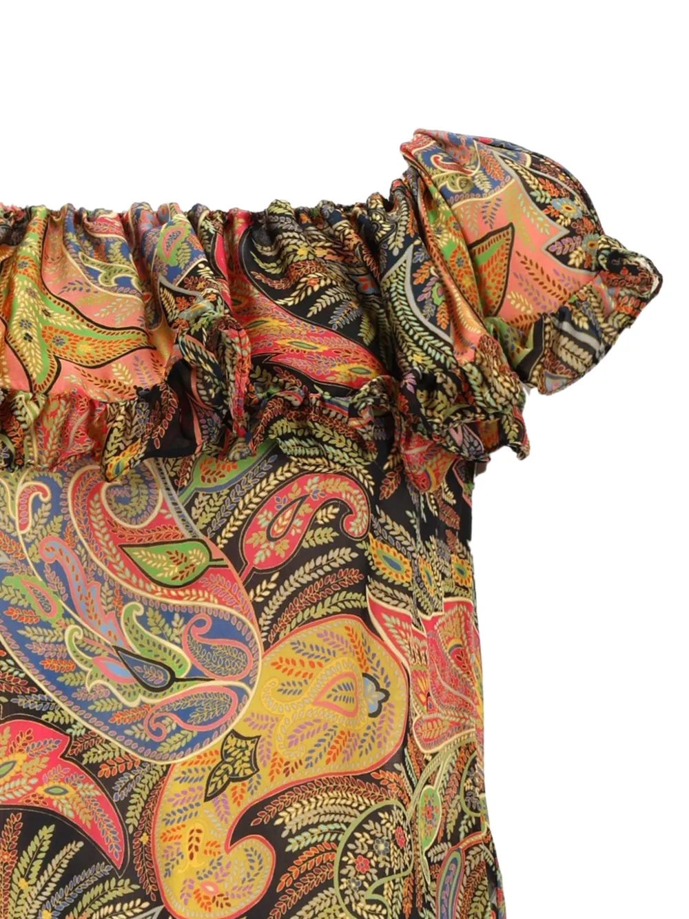 ETRO Top met paisley-print en ruches Oranje