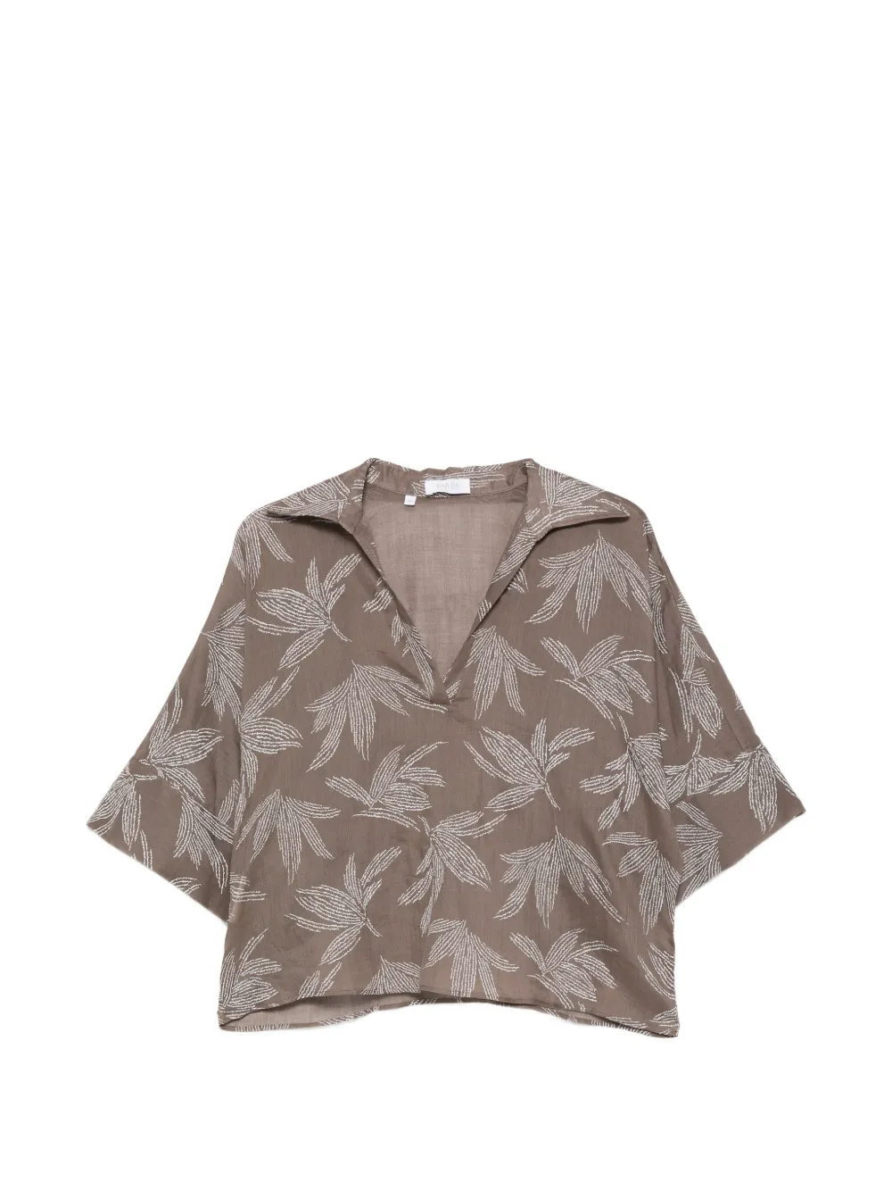 Barba leaf-print blouse - Marrone