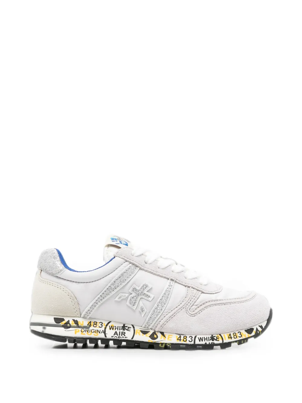 Premiata Kids glitter-detail logo-patch sneakers - Grigio
