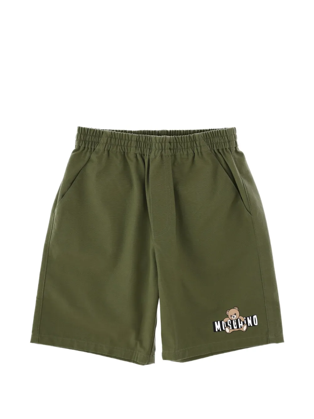 Moschino Kids Teddy Bear logo-print shorts Groen