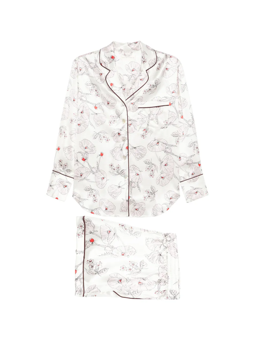 Olivia von Halle Alba floral-print pajamas - Toni neutri