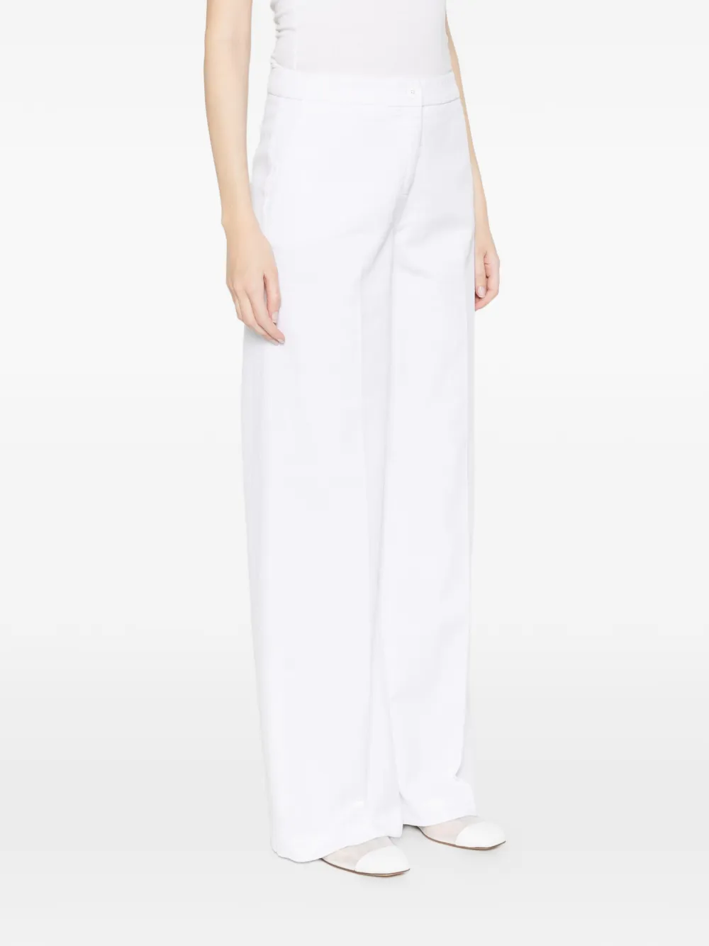  Via Masini 80 Pressed Crease Palazzo Pants - White 
