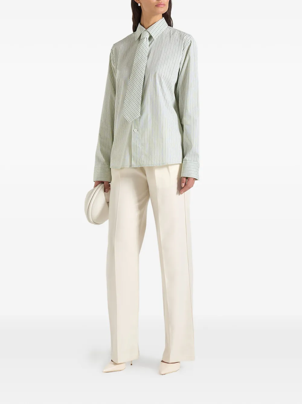 Dylan Pinstripe Detachable-Tie Shirt