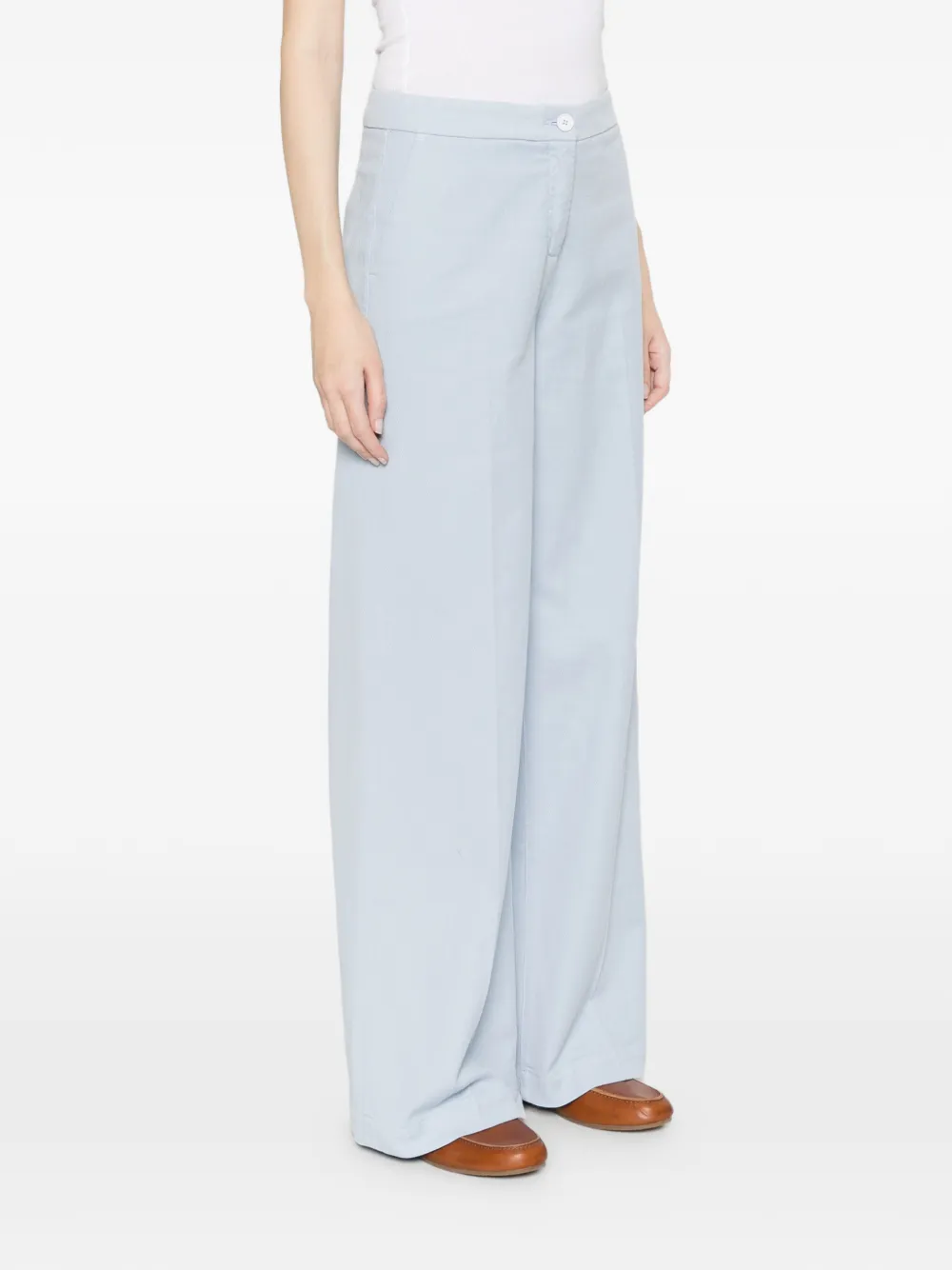  Via Masini 80 Pressed Crease Palazzo Pants - Blue 