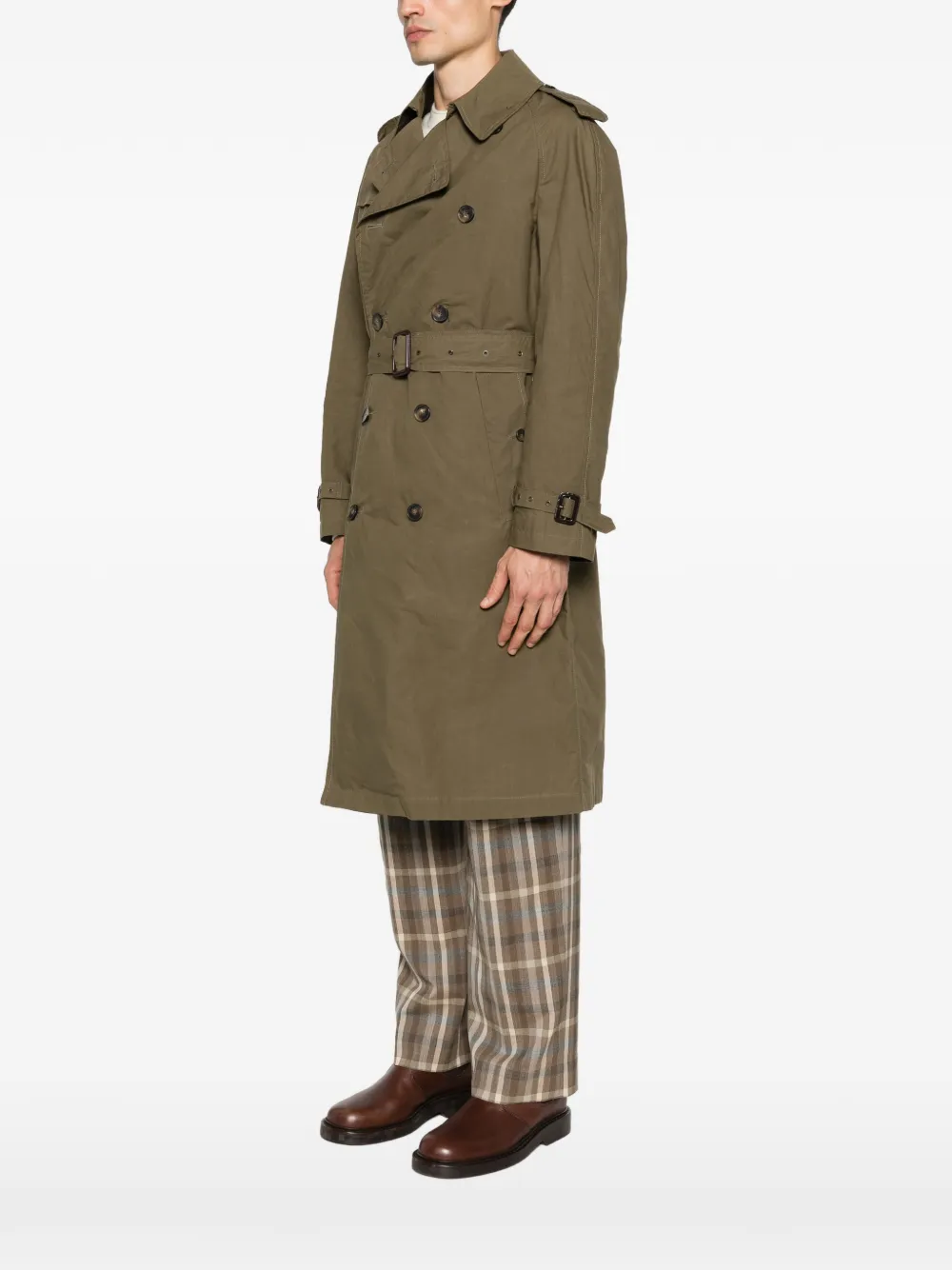 L'impermeabile Vasco trenchcoat met dubbele rij knopen en ceintuur Groen