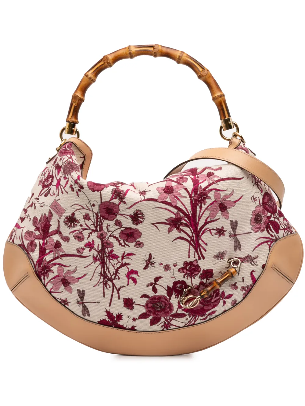 Gucci Pre-Owned 2016-2025 Canvas Floral Peggy Bamboo Hobo satchel - Bianco