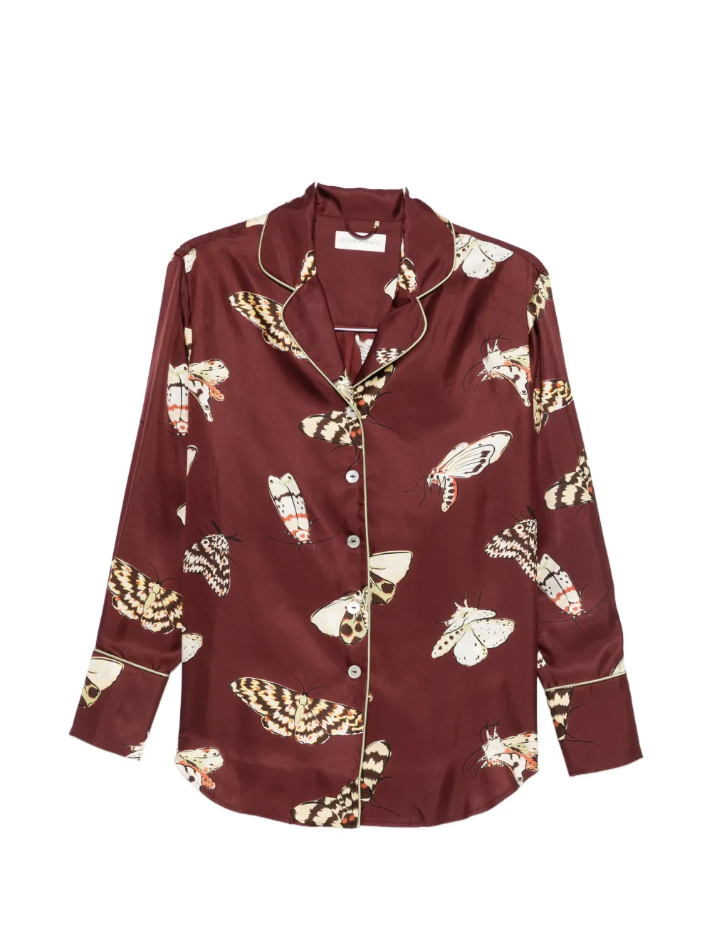 Olivia von Halle Alba Ettore moth-print pajamas - Marrone