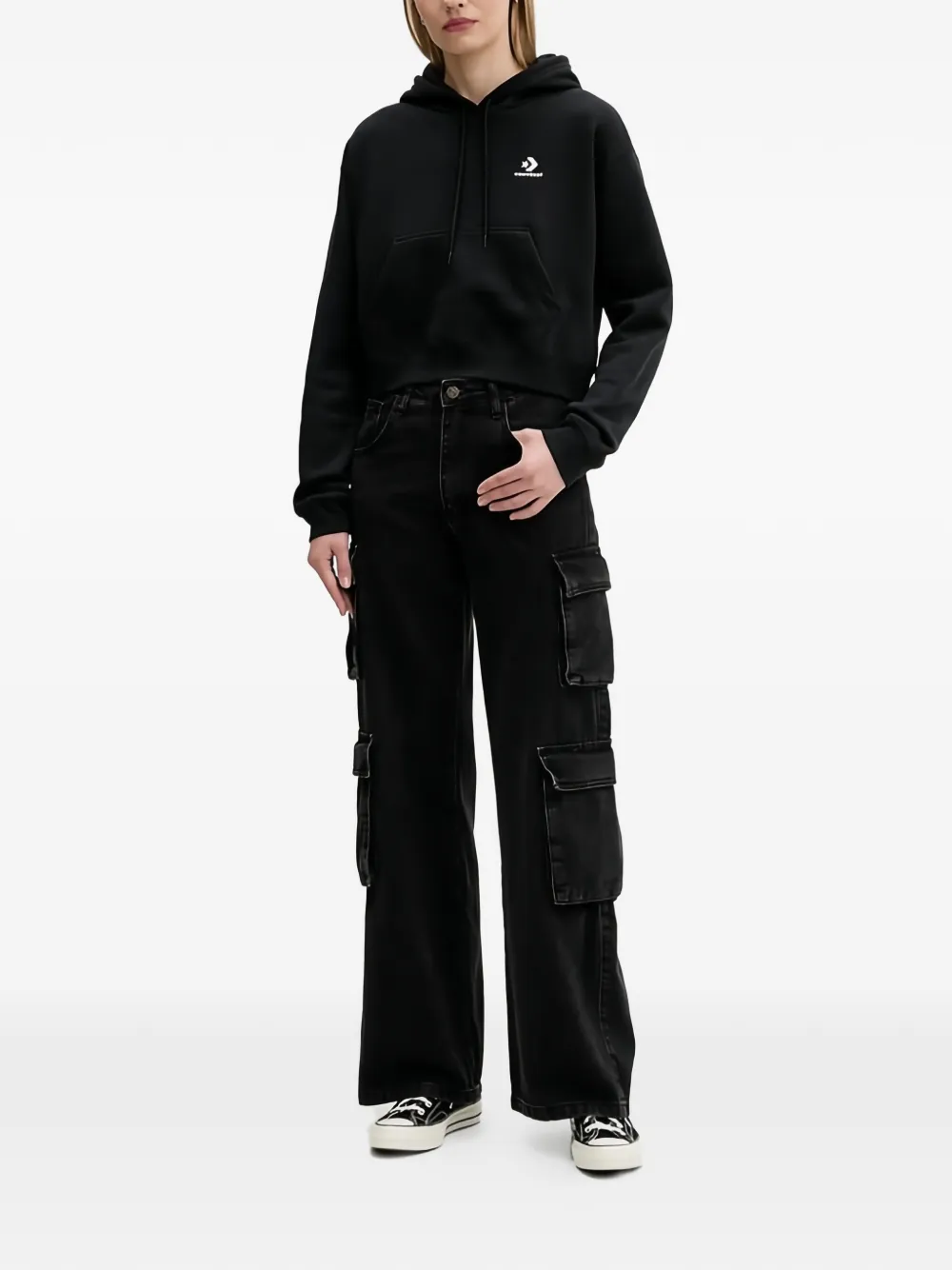  Converse Sudadera Corta Star Con Capucha - Negro 