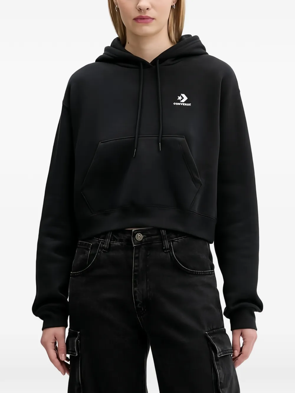 Converse Star chevron cropped hoodie - Nero
