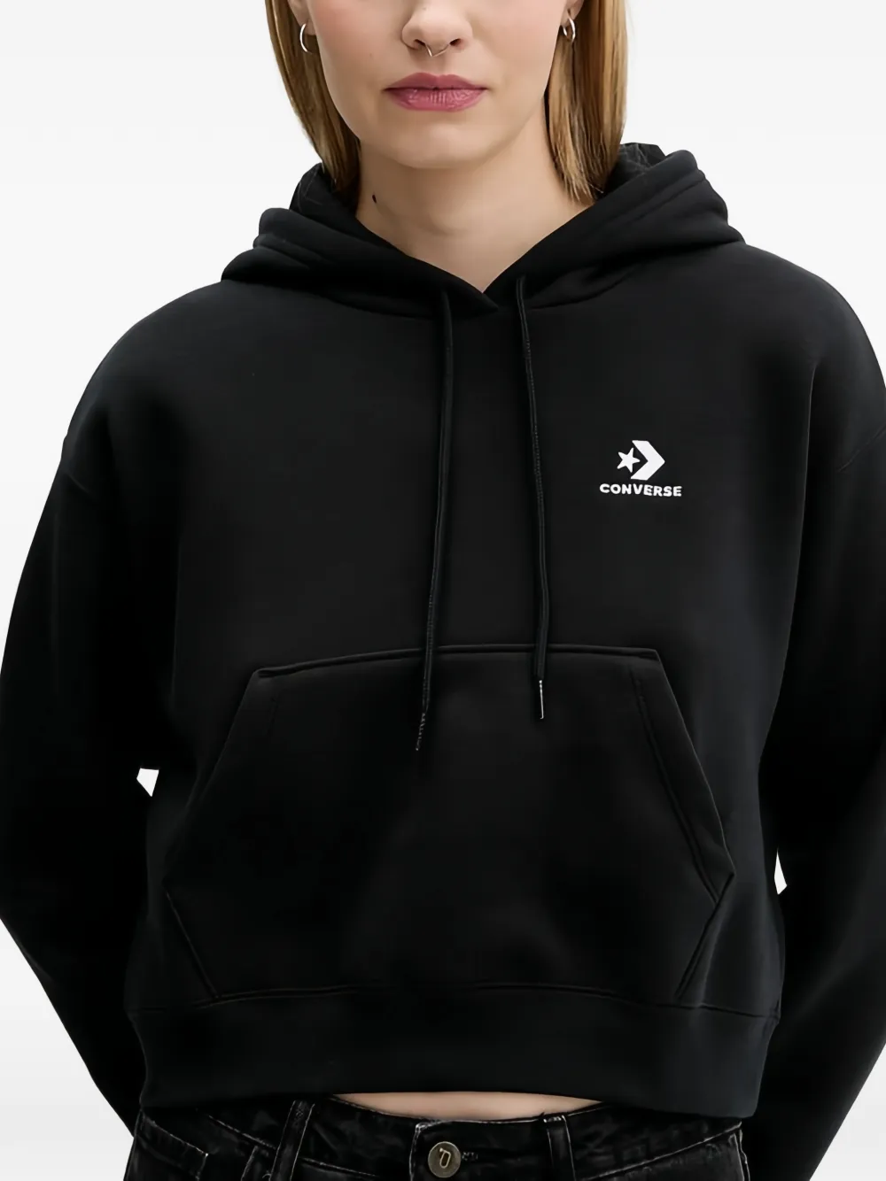 Converse Star cropped hoodie met chevron-streep Zwart