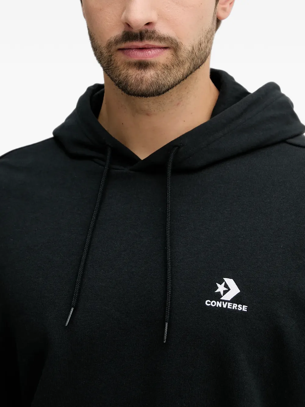 Converse embroidered Star Chevron standard-fit fleece hoodie Zwart