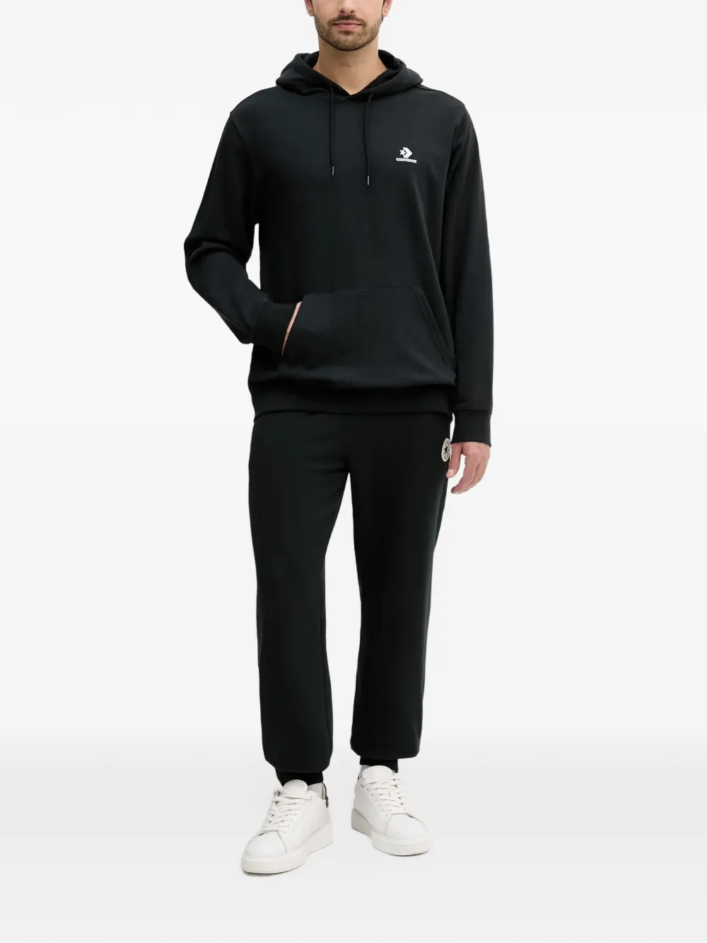 Converse embroidered Star Chevron standard-fit fleece hoodie Zwart
